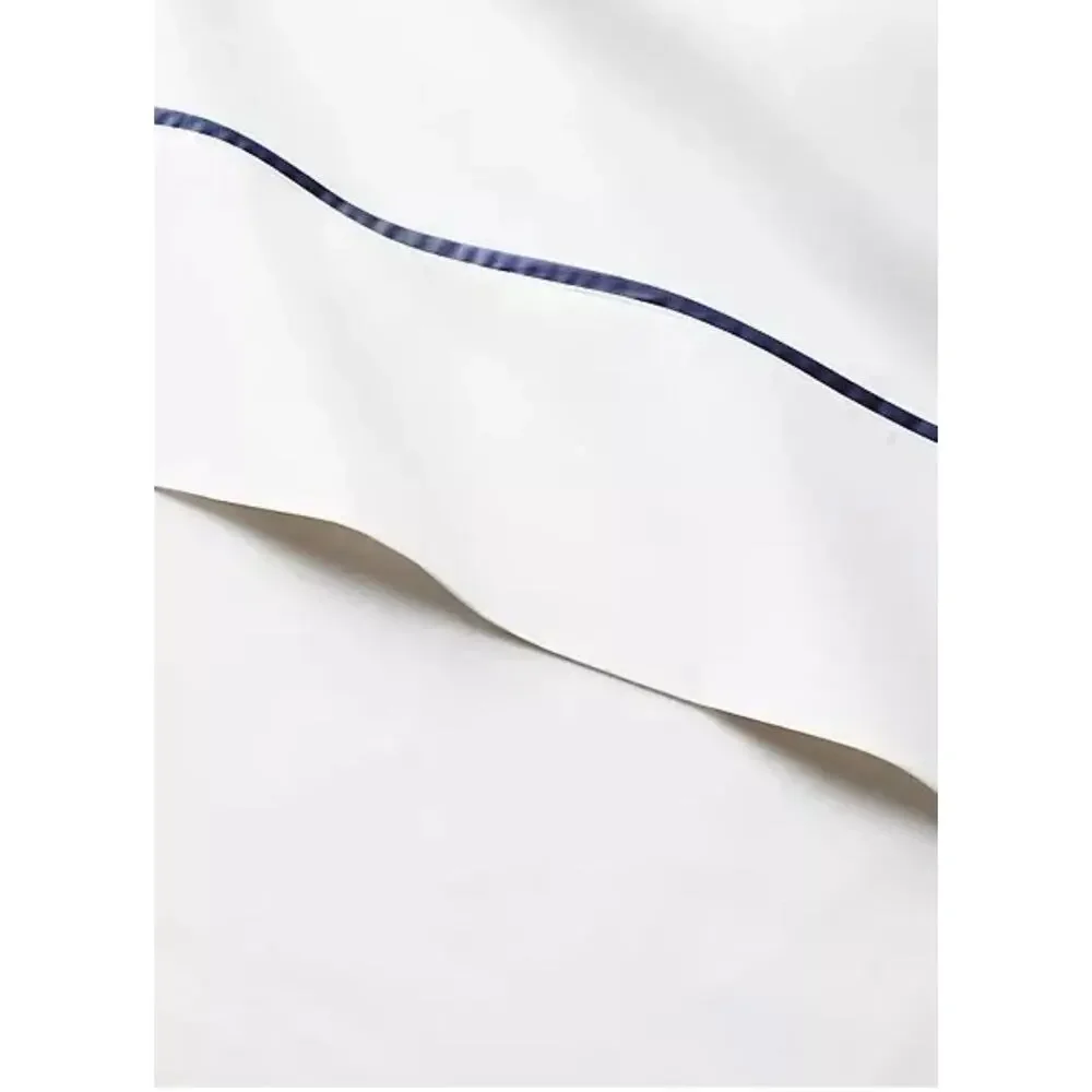 Ralph Lauren Palmer Percale Twin Flat Sheet White‎ Polo Navy NEW